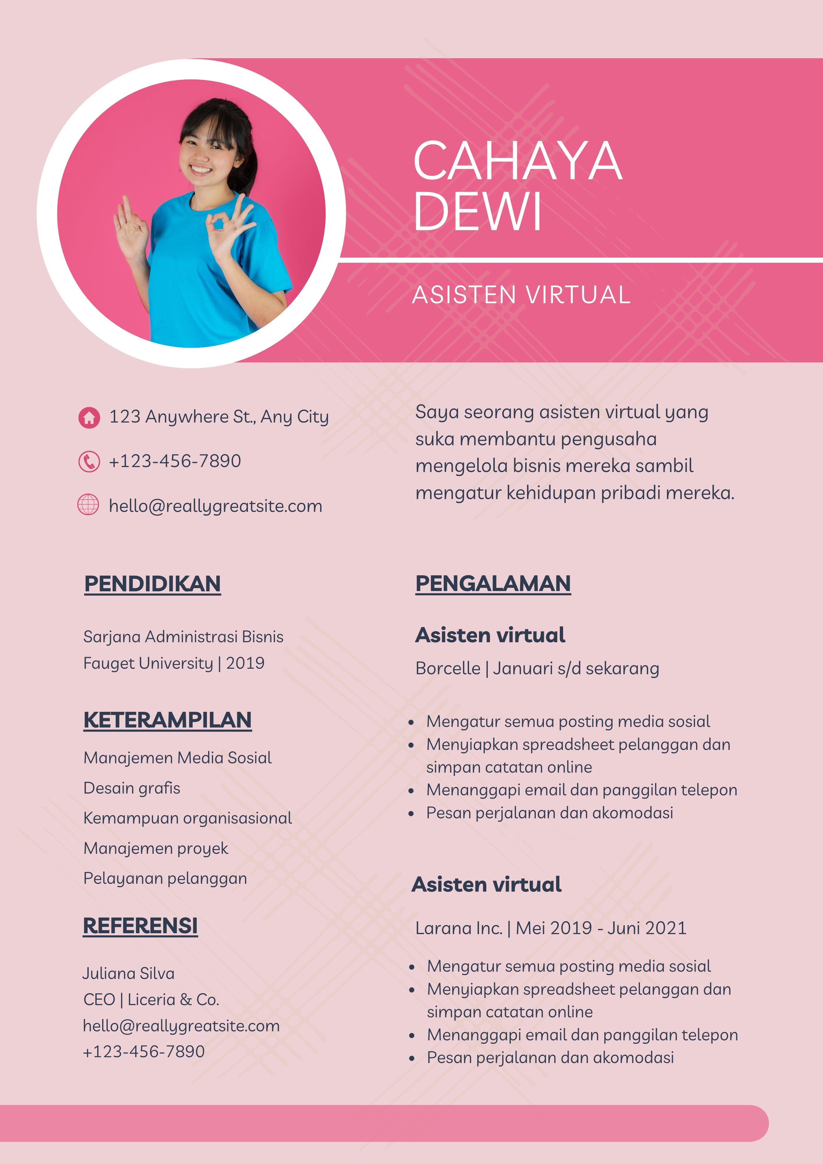 Template cv Keren  Assisten Virtual