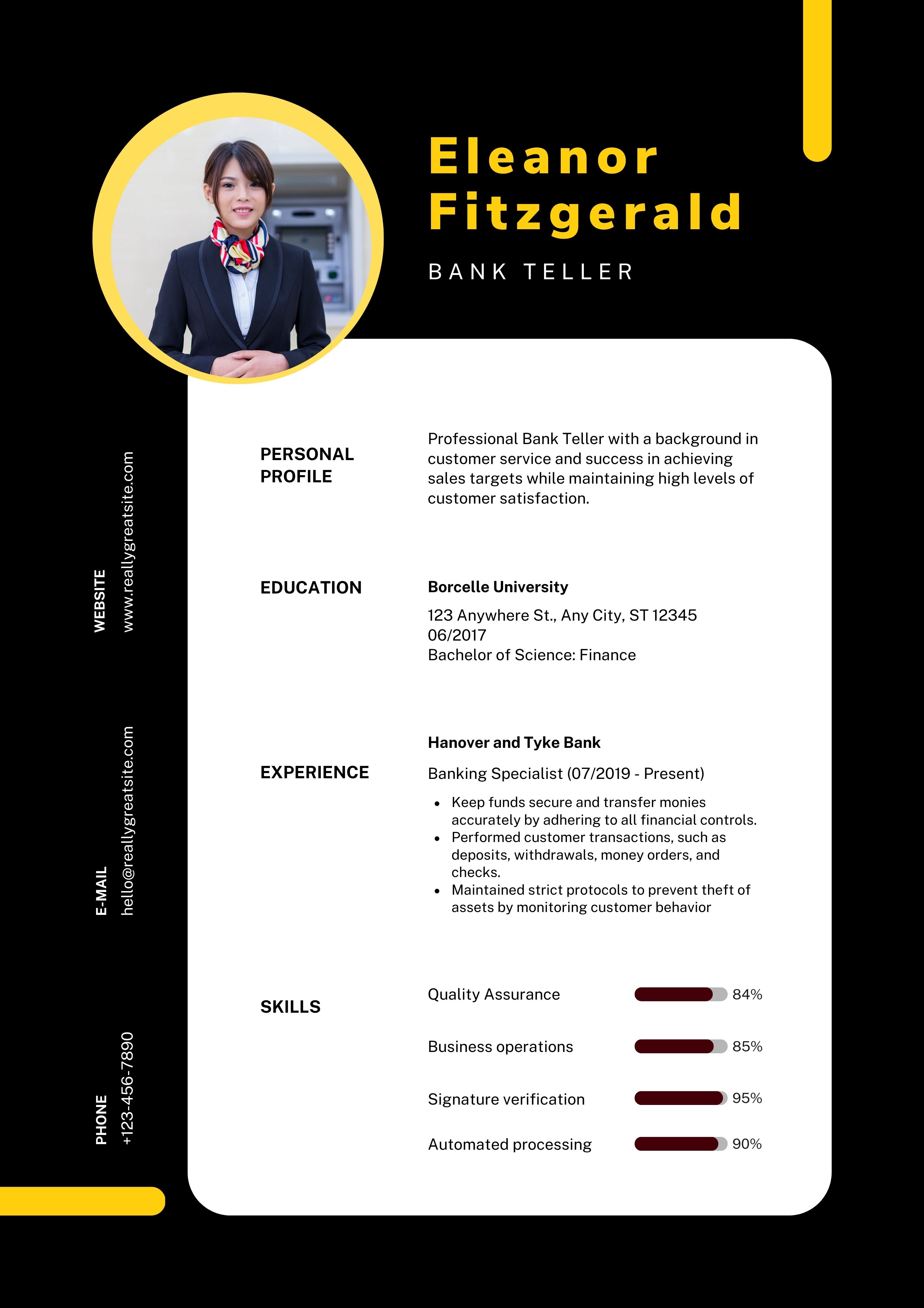 Template CV Keren Bank Teller