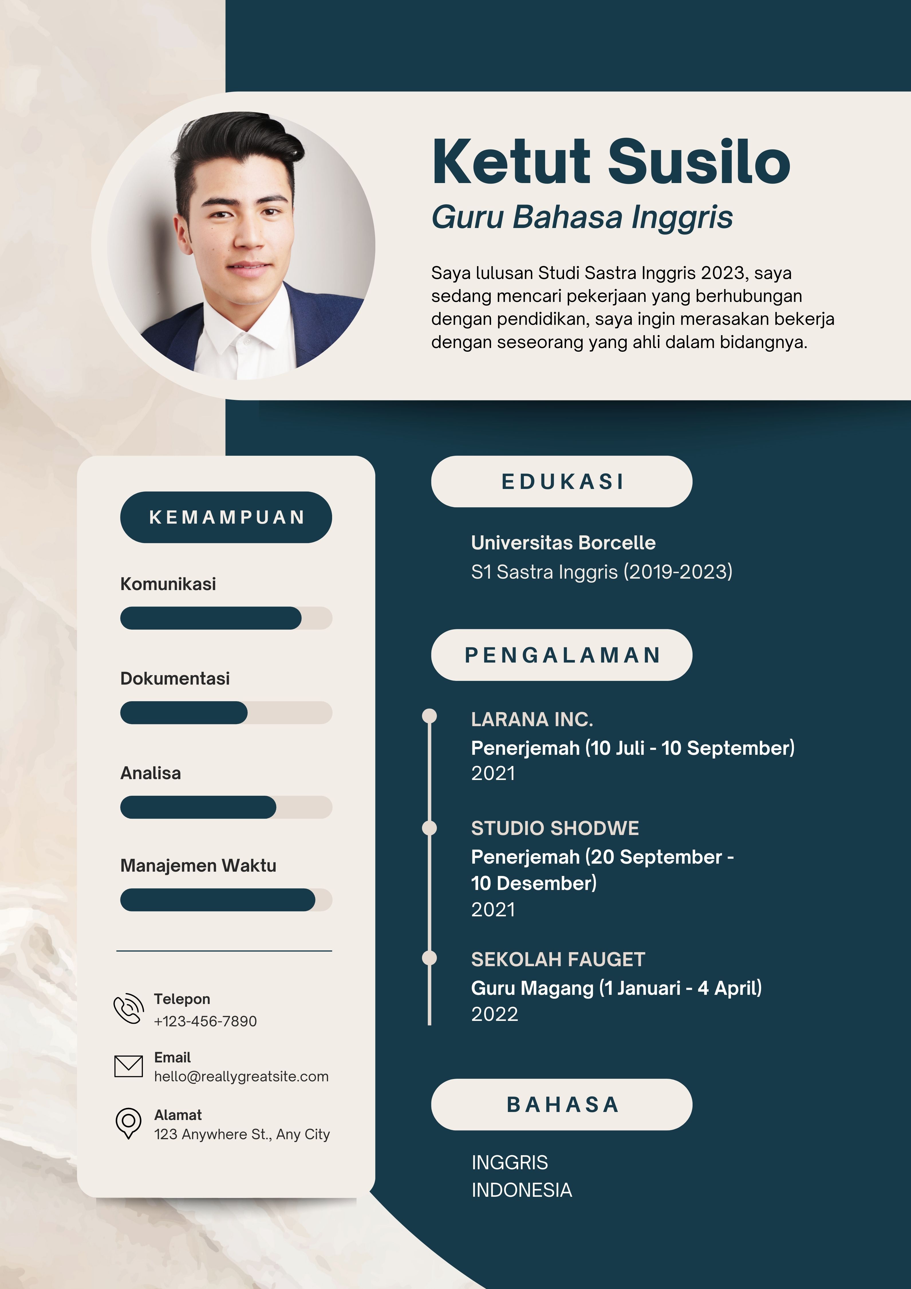 Template CV Keren Guru Bahasa Inggris