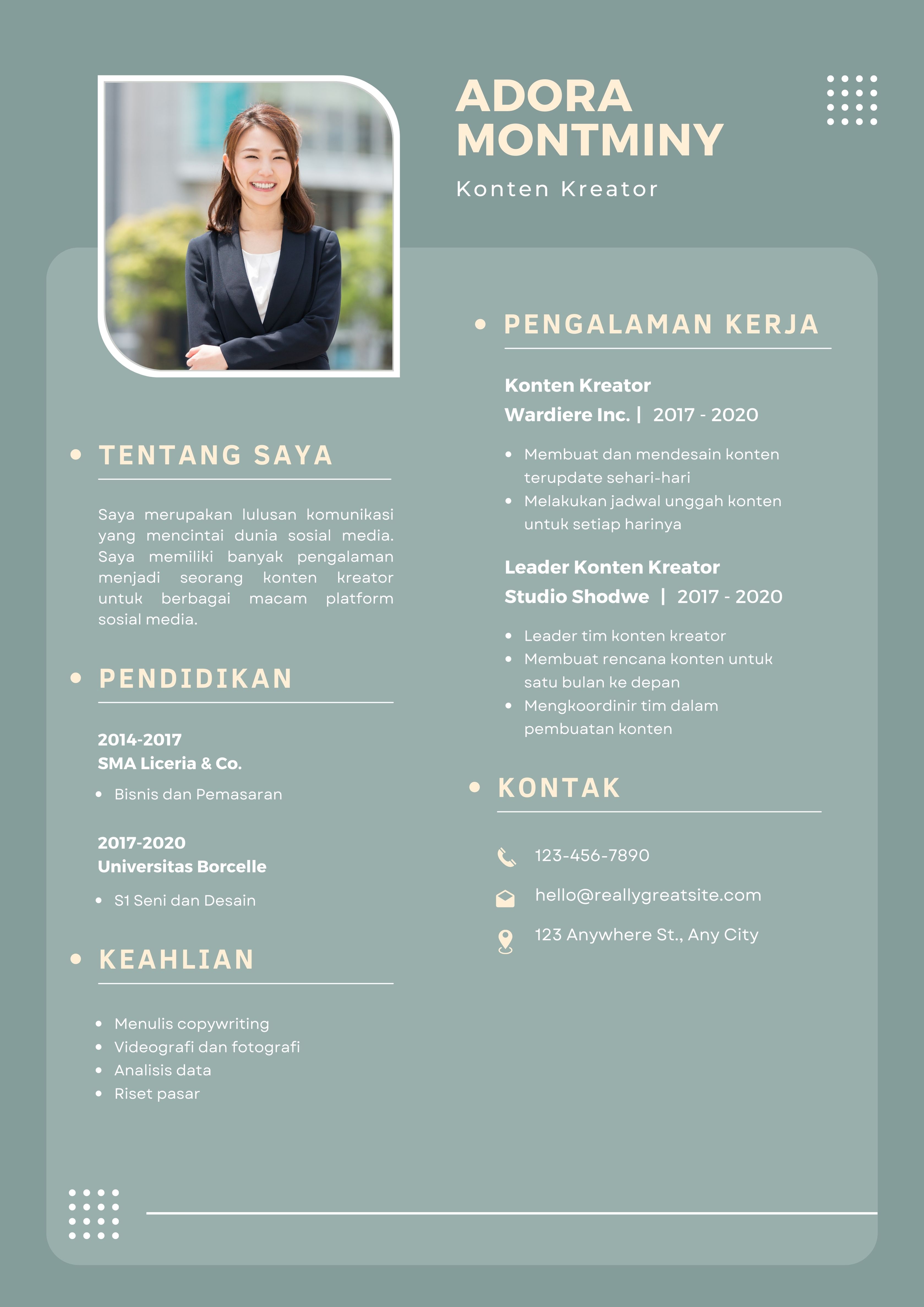 Template CV Keren Konten Creator