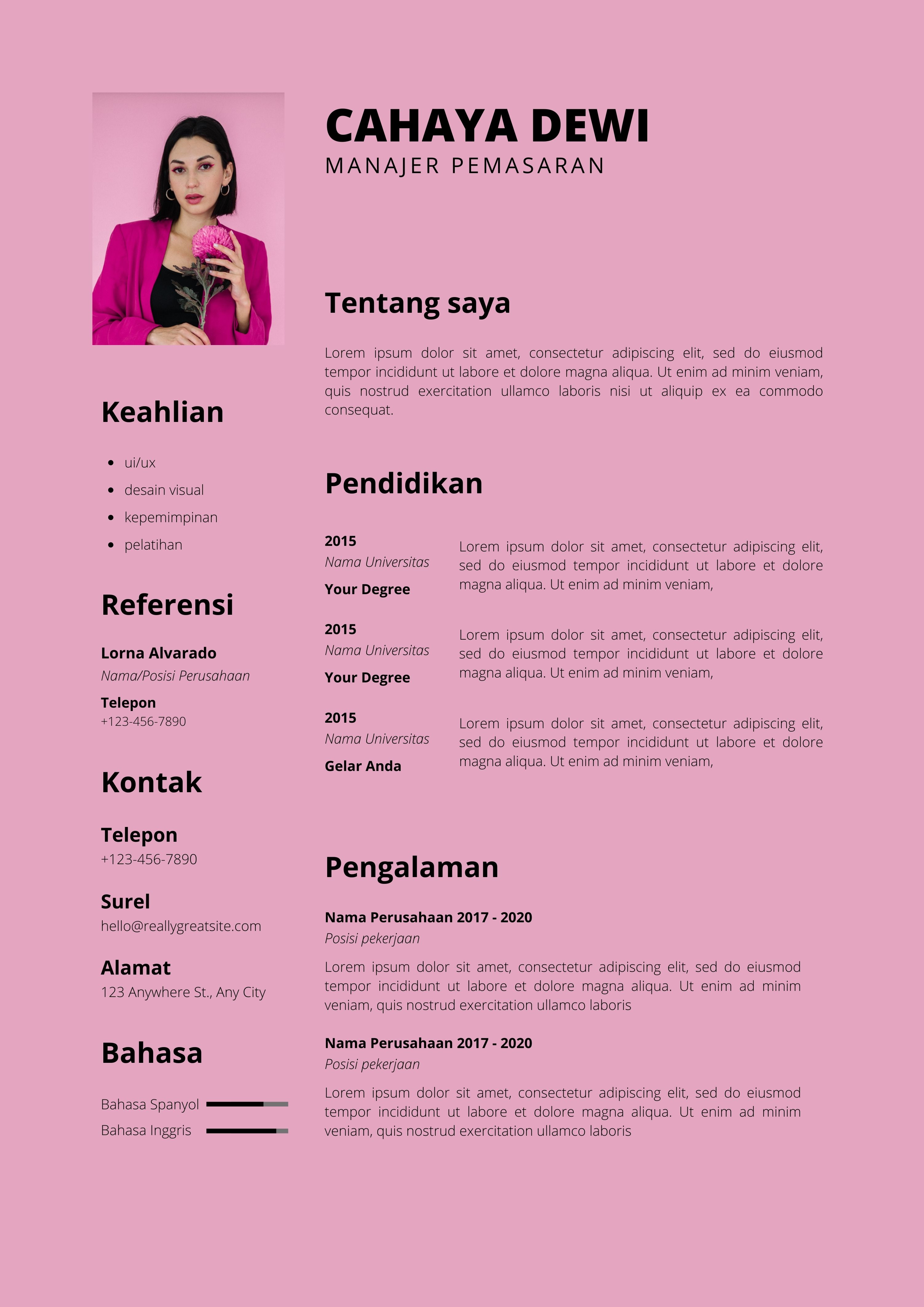 Template CV Keren Manajer Pemasaran