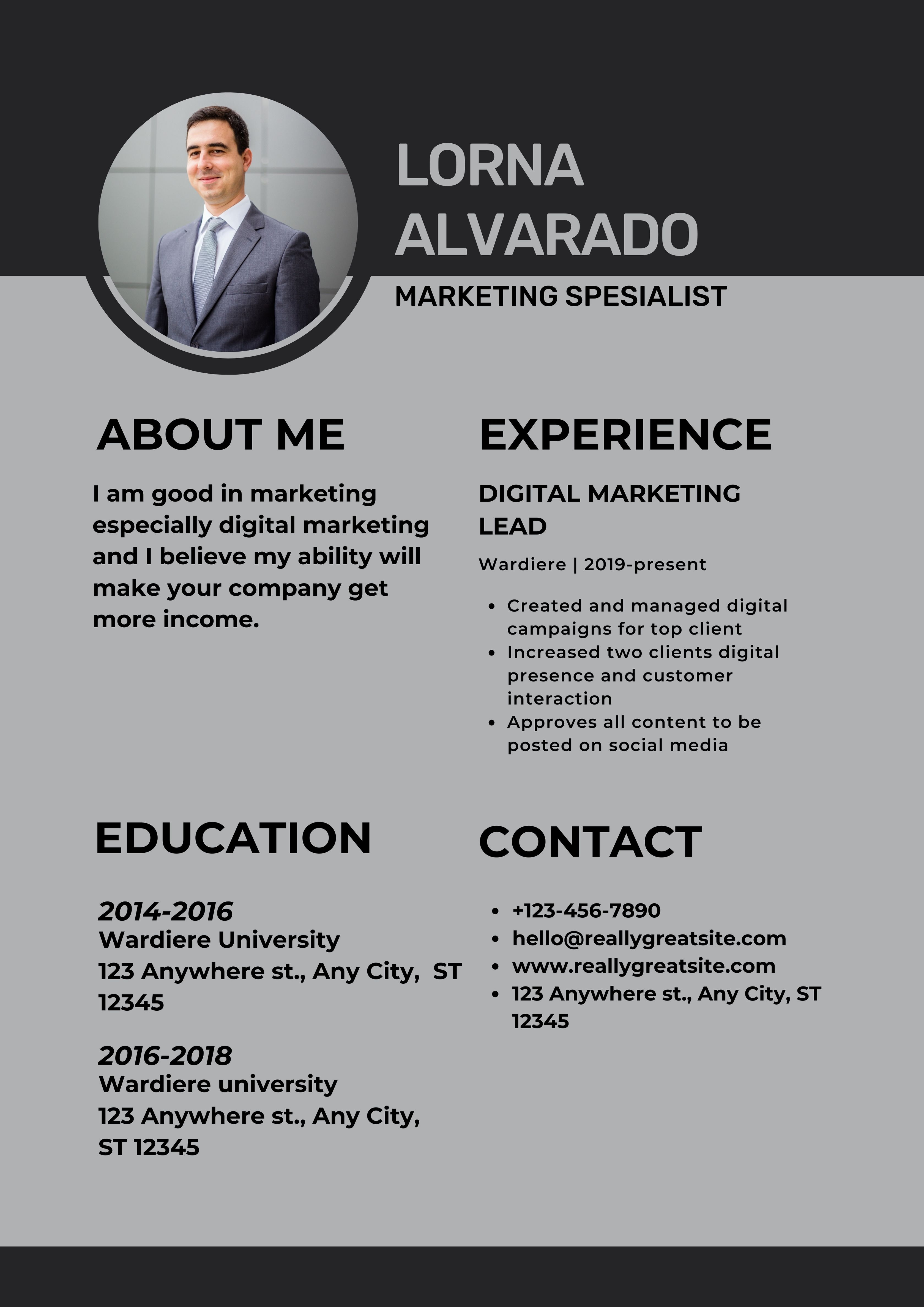 Template CV Keren Marketing Spesialist