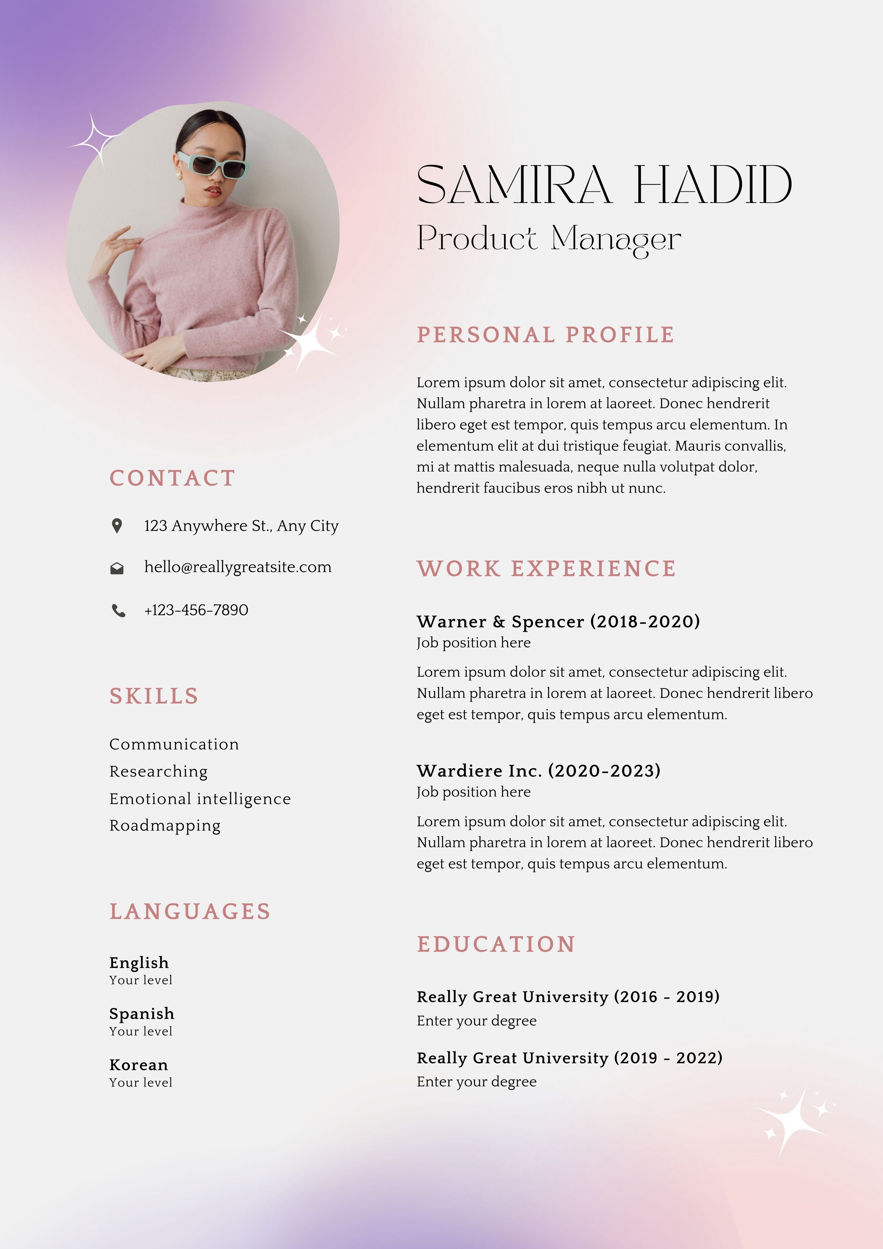 Template CV Keren Product Manager