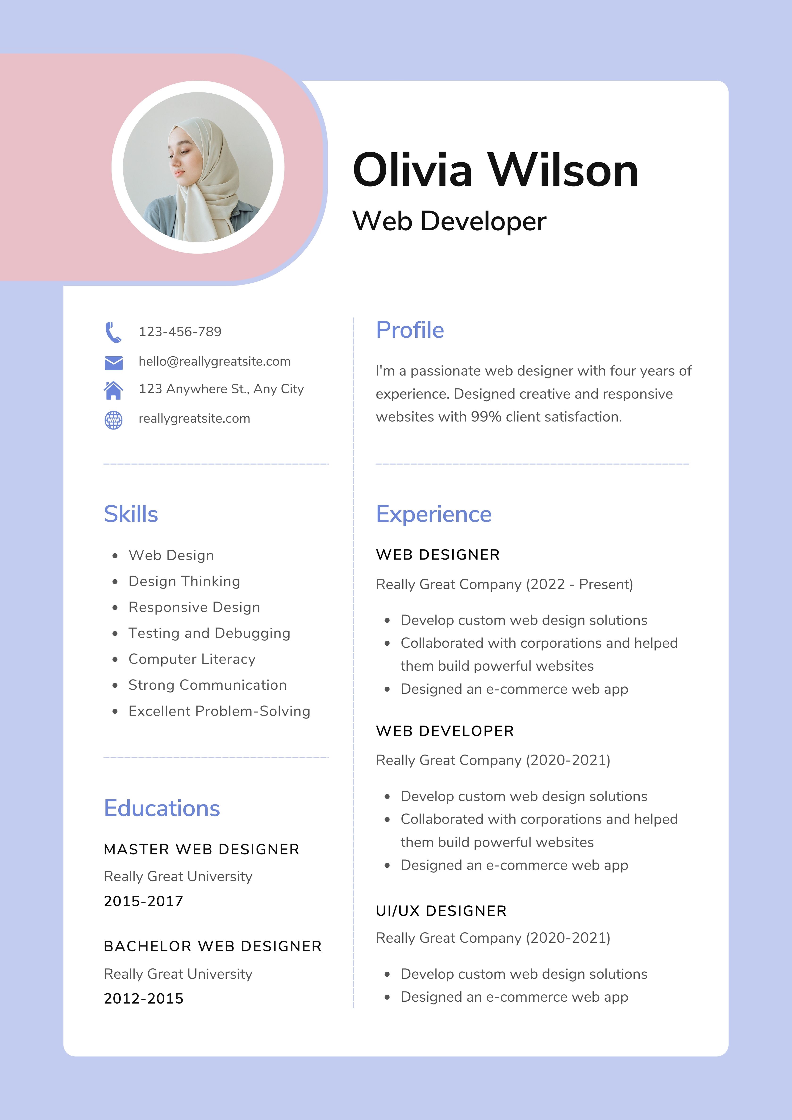 Template CV Keren Web Developer