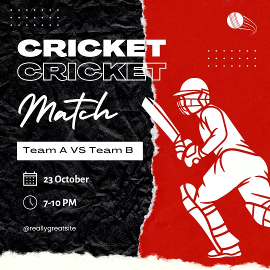 Template Feed Instagram Cricket Match Merah Hitam