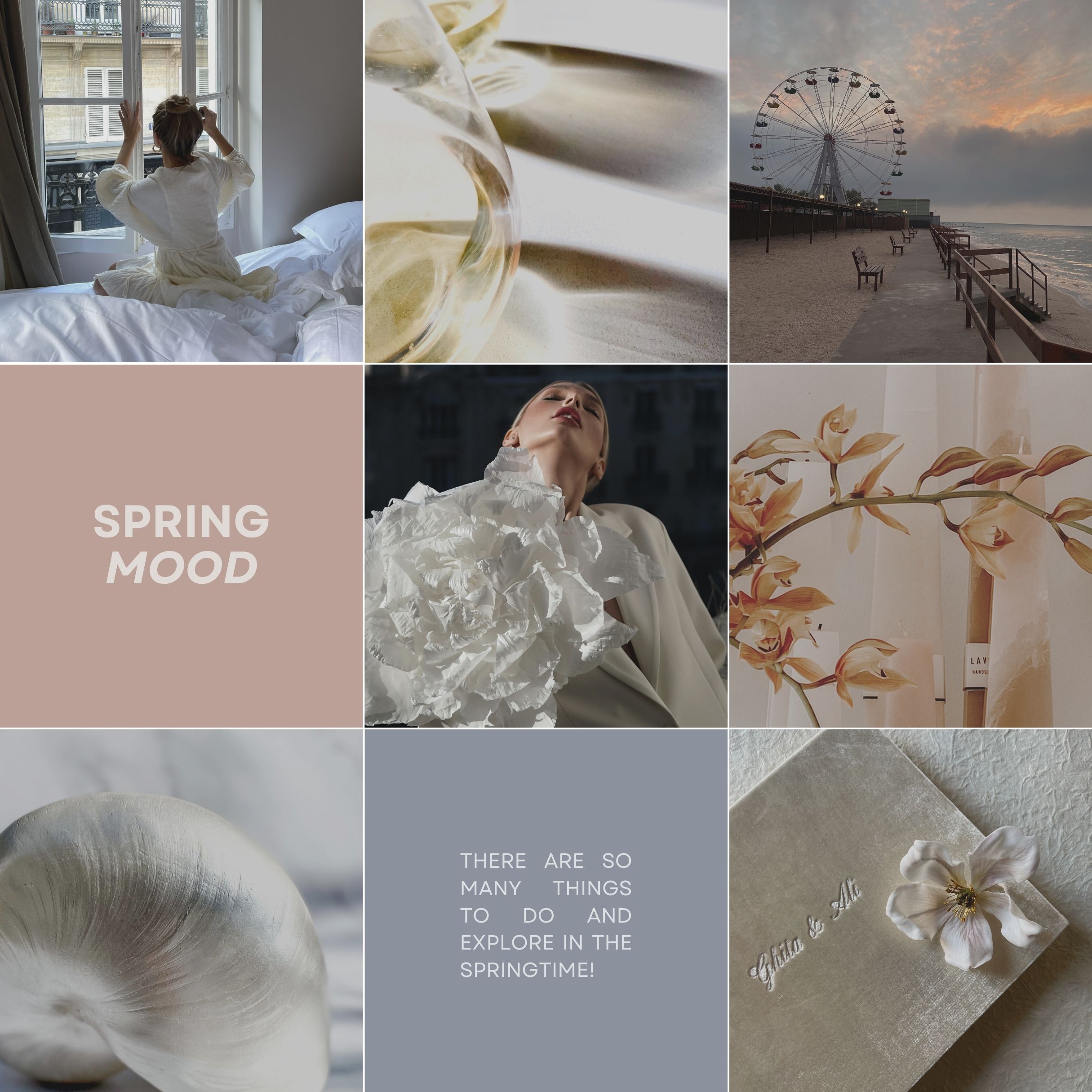 Template Grid Instagram Neutral Pastel Aesthetic Vintage